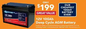 Jaycar Electronics 12v 100ah deep cycle agm battery offer