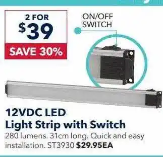 12vdc led light strip with switch