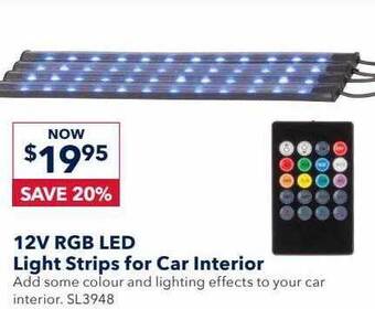 Jaycar Electronics 12v rgb led light strips for car interior offer