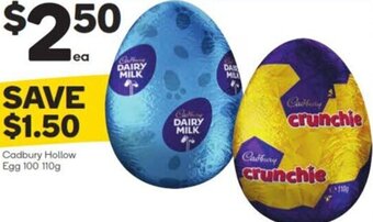 Woolworths Cadbury Hollow Egg 100 110g offer