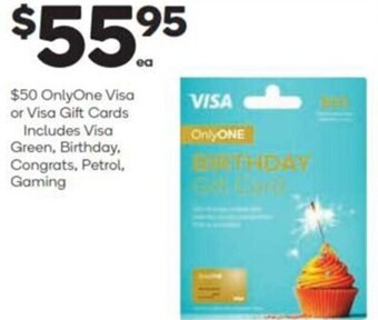 Woolworths OnlyOne Visa or Visa Gift Cards offer