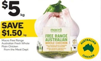 Woolworths Macro Free Range Australian Fresh Whole Plain Chicken offer
