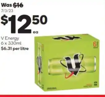 Woolworths V Energy 6 x 330ml offer