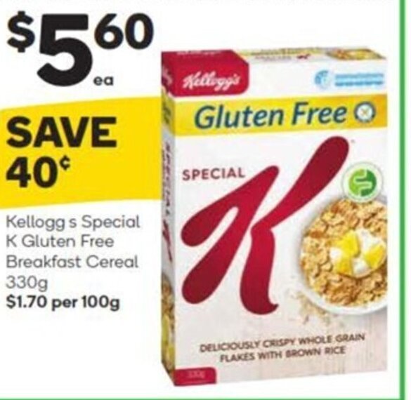 Kellogg s Special K Gluten Free Breakfast Cereal 330g offer at Woolworths