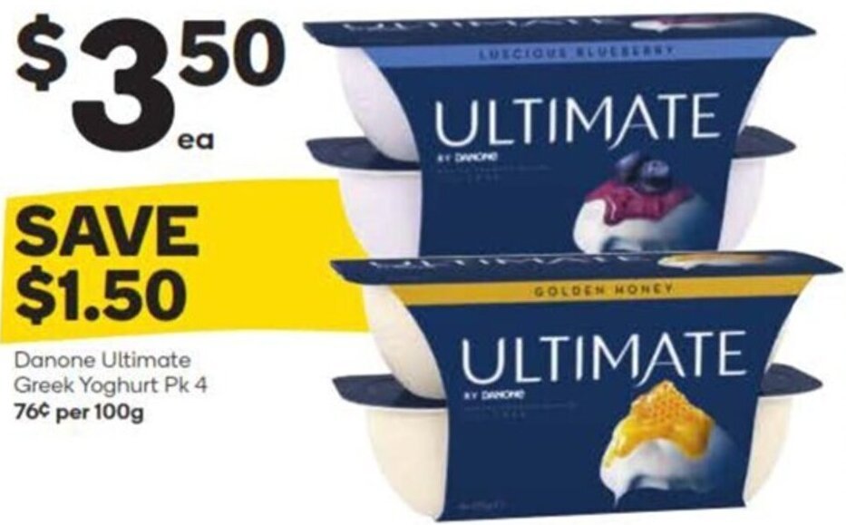 Danone Ultimate Greek Yoghurt Pk 4 offer at Woolworths