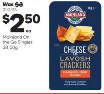 Woolworths Mainland On the Go Singles 38 50g offer