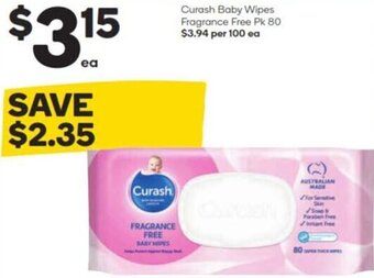Woolworths Curash Baby Wipes Fragrance Free Pk 80 offer