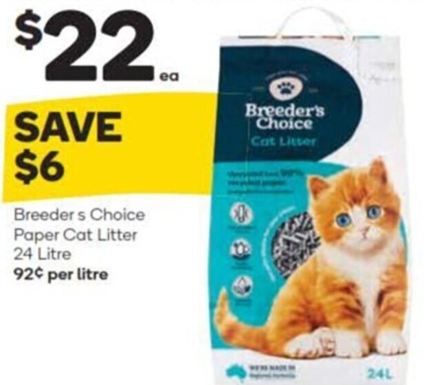 Breeder s Choice Paper Cat Litter 24 Litre offer at Woolworths