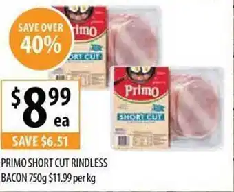 Supabarn Primo short cut rindless bacon offer