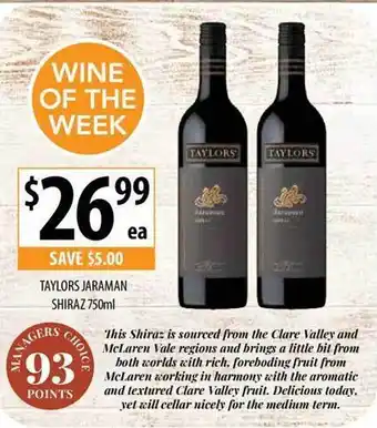 Supabarn Taylors jaraman shiraz offer
