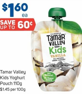 Foodland Tamar Valley Kids Yoghurt Pouch 110g offer