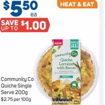 Foodland Community Co Quiche Single Serve 200g offer