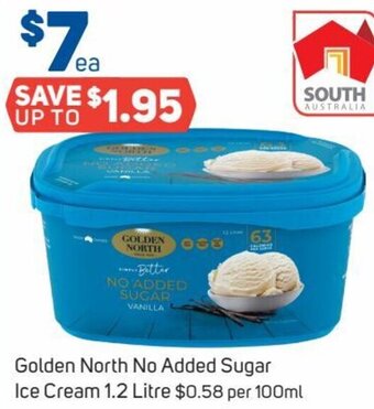 Foodland Golden North No Added Sugar Ice Cream 1.2 Litre offer