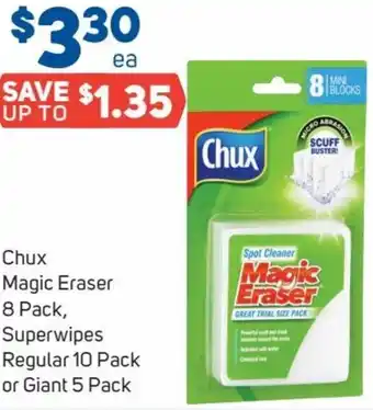 Foodland Chux Magic Eraser 8 Pack, Superwipes Regular 10 Pack or Giant Pack offer