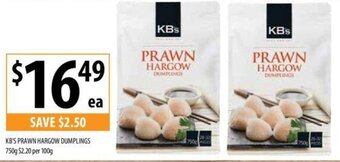 Supabarn KB's Prawn Hargow Dumplings 750g offer