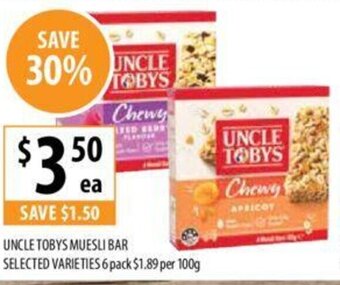 Supabarn Uncle Tobys Muesli Bar offer