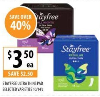 Supabarn Stayfree Ultra Thins Pad Selected Varieties 10/14's offer