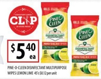 Supabarn Pine-o-Cleen Disinfectant Multipurpose Wipes Lemon Lime 45's offer