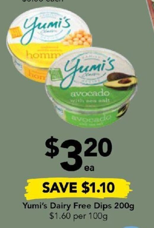 Yumi's Dairy Free Dips 200g offer at Drakes