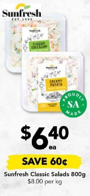 Drakes Sunfresh Classic Salads 800g offer