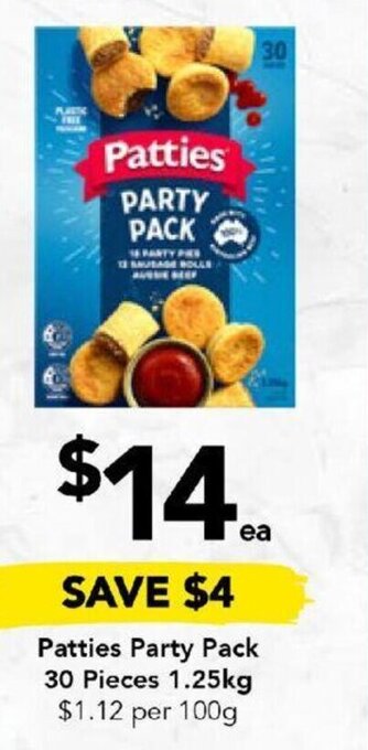 Drakes Patties Party Pack 30 Pieces 1.25kg offer