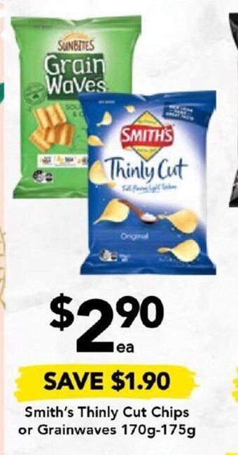 Drakes Smith's Thinly Cut Chips or Grainwaves 170g-175g offer