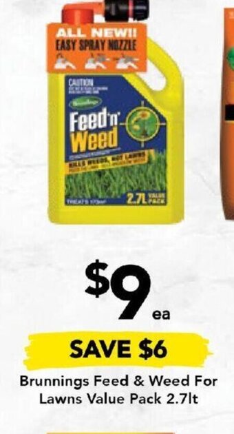 Brunnings Feed & Weed For Lawns Value Pack 2.7lt