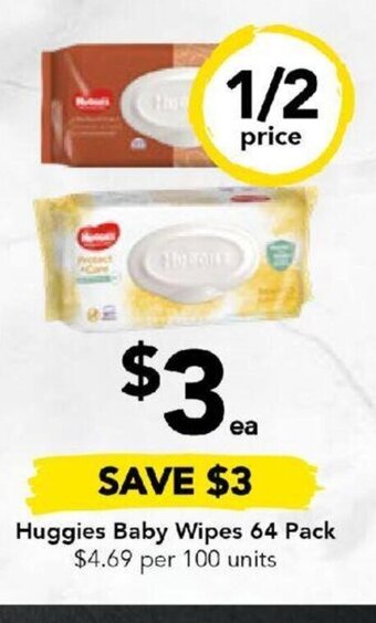 Drakes Huggies Baby Wipes 64 Pack offer