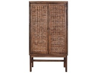 LivingStyles Lackrana Mango Wood & Rattan 2 Door Bar Cabinet, Honey Brown offer