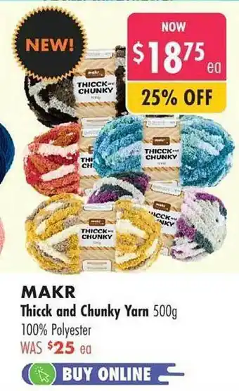 Lincraft Makr thicck and chunky yarn offer