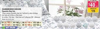 Lincraft Cambridge house flannelette sheet sets offer