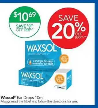 Terry White Waxsol ear drops offer