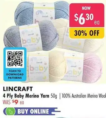 Lincraft Lincraft 4 ply baby merino yarn offer