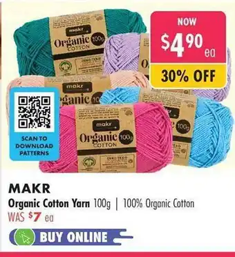 Lincraft Makr organic cotton yarn offer