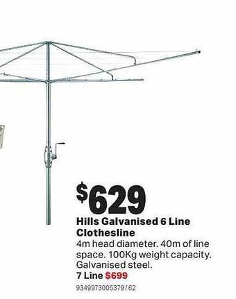 Mitre 10 Hills galvanised 6 line clothesline offer