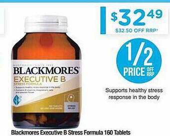 Chemist Warehouse Blackmores executive b stress formula 160 tablets offer