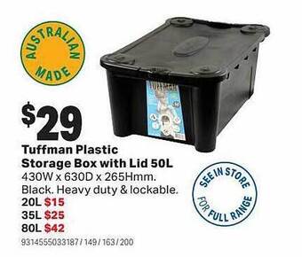 Tuffman plastic storage box with lid 50l