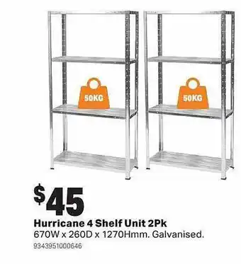 Hurricane 54 shelf unit 2pk