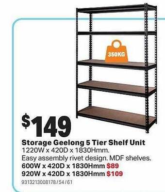 Mitre 10 Storage geelong 5 tier shelf unit offer