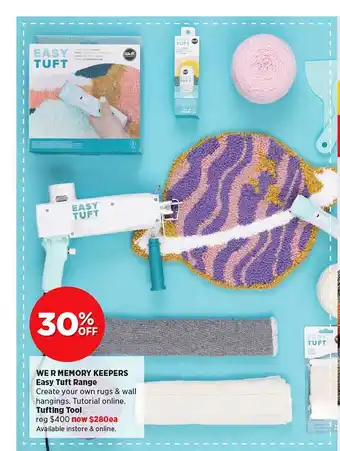 Spotlight We r memory keepers easy tuft range, tufting tool offer