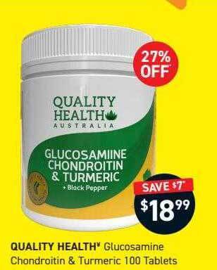 Chemist King Quality health glucosamine chondroitin & turmeric 100 tablets offer