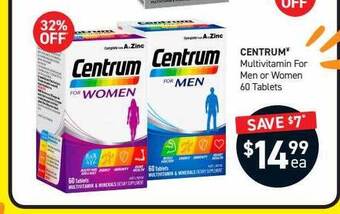 Centrum multivitamin for men or women 60 tablets