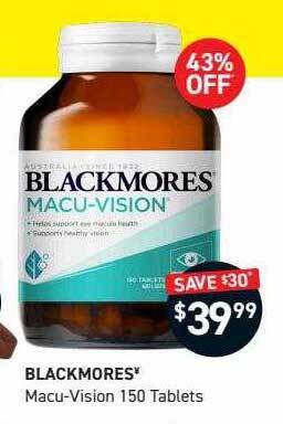 Chemist King Blackmores macu-vision 150 tablets offer
