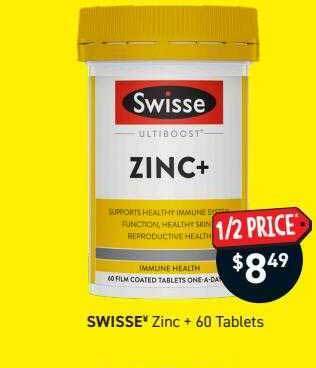 Chemist King Swisse zinc + 60 tablets offer