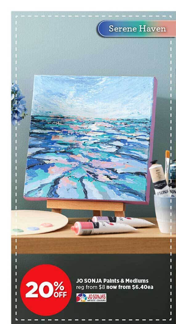 Jo sonja paints & mediums offer at Spotlight