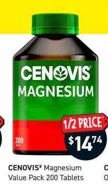 Chemist King Cenovis magnesium value pack 200 tablets offer