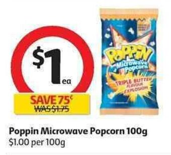 Coles Poppin Microwave Popcorn 100g offer