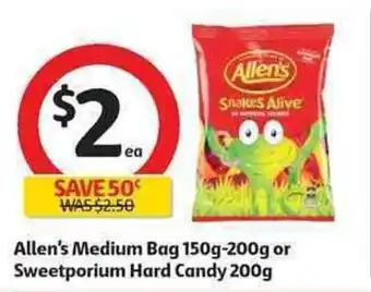 Coles Allen's Medium Bag 150g-200g or Sweetporium Hard Candy 200g offer