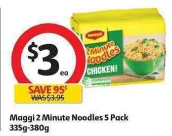 Coles Maggi 2 Minute Noodles 5 Pack 335g-380g offer
