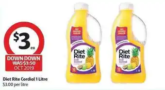 Coles Diet Rite Cordial 1L offer